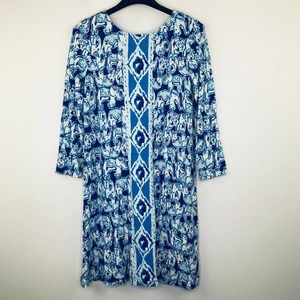 Lilly Pulitzer Small Dress Ophelia Get Trunky Blue Watercolor Elephant AZ28